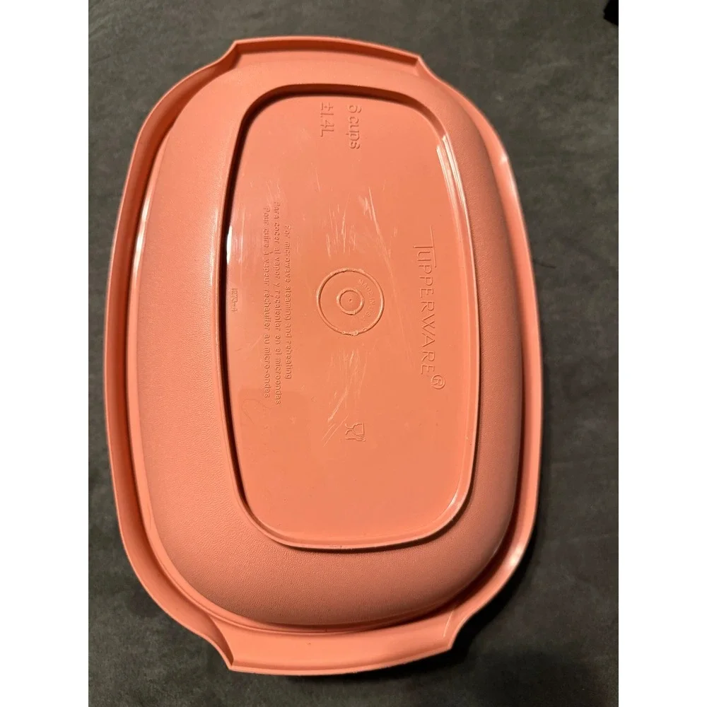 Tupperware Microwave Steamer Reheating Dish 6 Cup 1.4 Coral Pink 1273-4 Colander